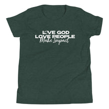 Load image into Gallery viewer, &quot;Love God&quot; Youth T-Shirt - White Logo
